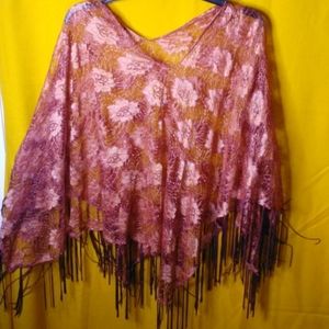 Burgandy lace shawl